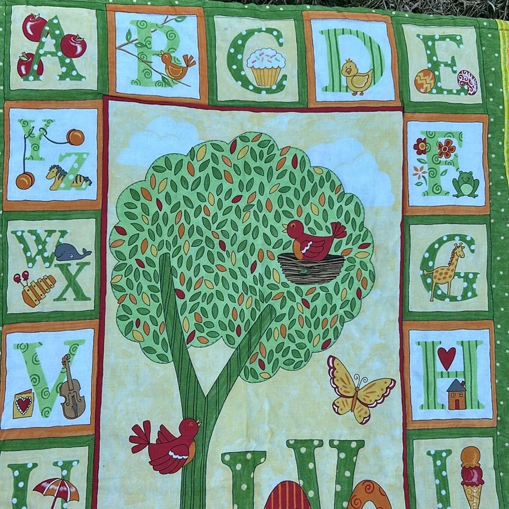 Child Quilt Hand Quilted ABCs Frogs Animals Bugs